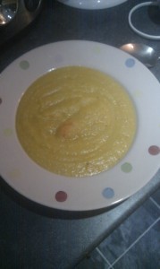 Nom, with a thick wedge of bread!