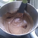 Fold in the butter and melted chocolate Fold in the butter and melted chocolate