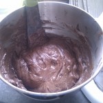 Add the flour and cocoa Add the flour and cocoa